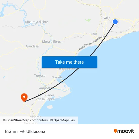 Bràfim to Ulldecona map