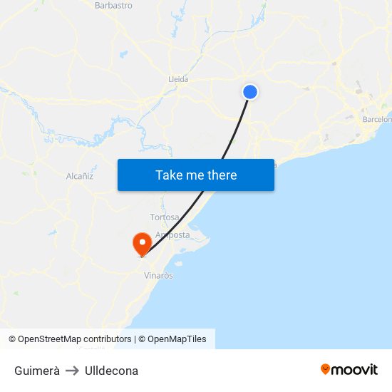 Guimerà to Ulldecona map
