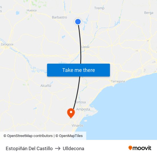 Estopiñán Del Castillo to Ulldecona map