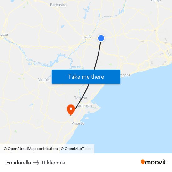 Fondarella to Ulldecona map