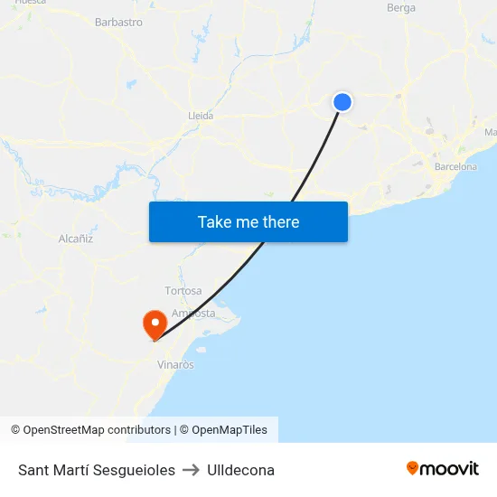 Sant Martí Sesgueioles to Ulldecona map