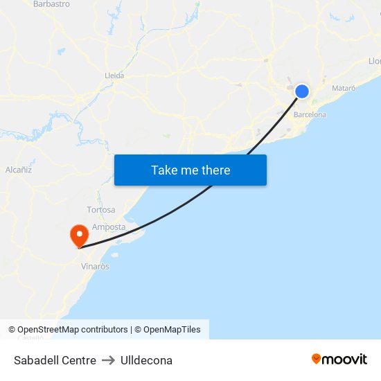 Sabadell Centre to Ulldecona map