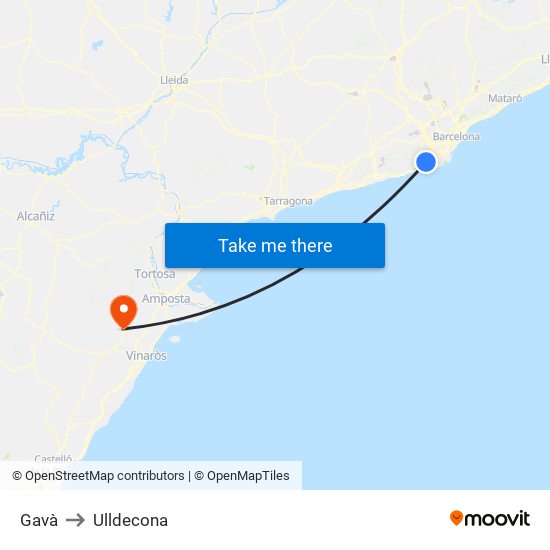 Gavà to Ulldecona map