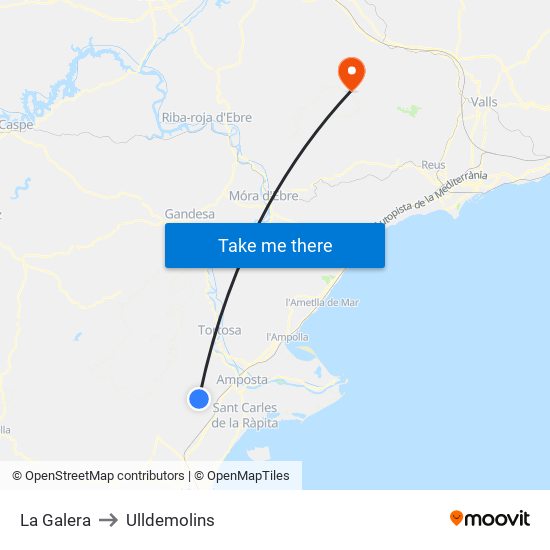 La Galera to Ulldemolins map