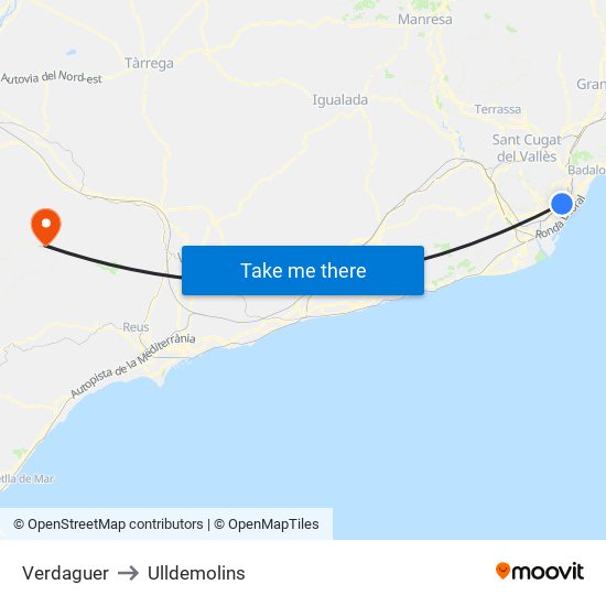 Verdaguer to Ulldemolins map