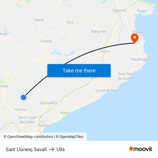 Sant Llorenç Savall to Ullà map