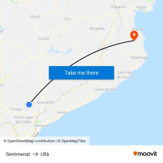 Sentmenat to Ullà map