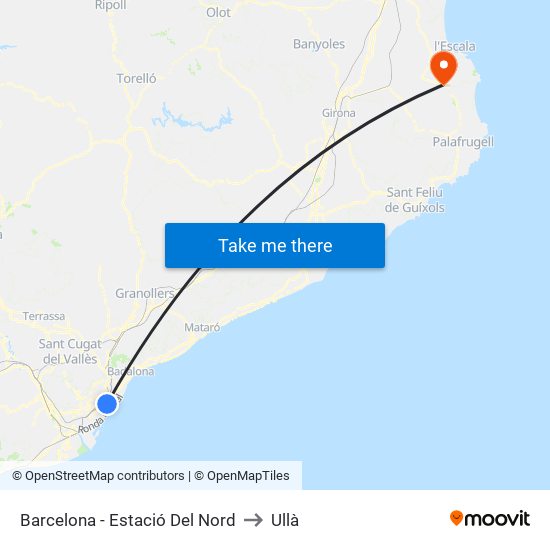 Barcelona - Estació Del Nord to Ullà map