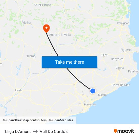 Lliçà D'Amunt to Vall De Cardós map