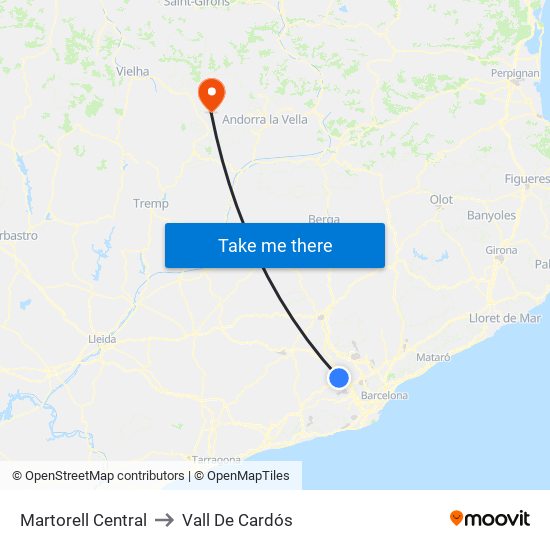 Martorell Central to Vall De Cardós map