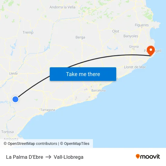 La Palma D'Ebre to Vall-Llobrega map
