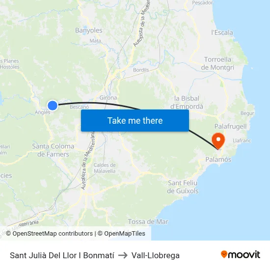 Sant Julià Del Llor I Bonmatí to Vall-Llobrega map