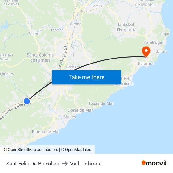 Sant Feliu De Buixalleu to Vall-Llobrega map