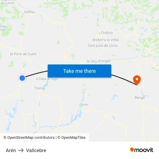 Arén to Vallcebre map