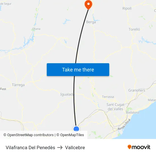 Vilafranca Del Penedès to Vallcebre map