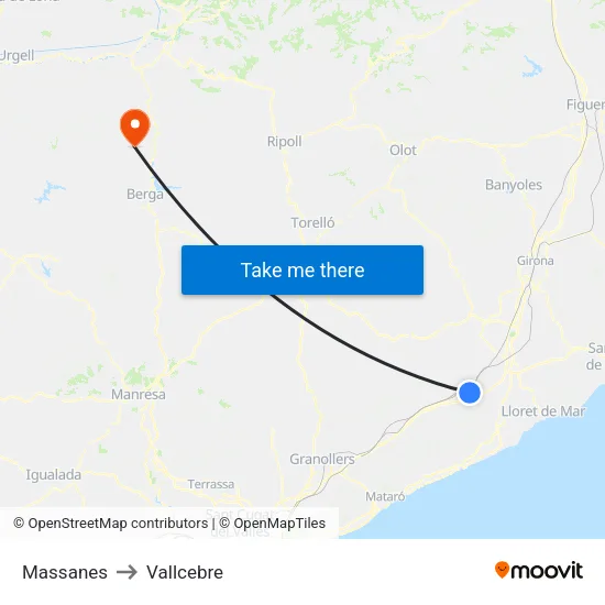Massanes to Vallcebre map