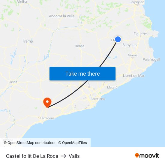 Castellfollit De La Roca to Valls map