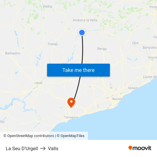 La Seu D'Urgell to Valls map