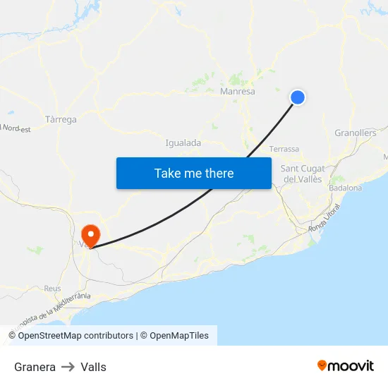 Granera to Valls map