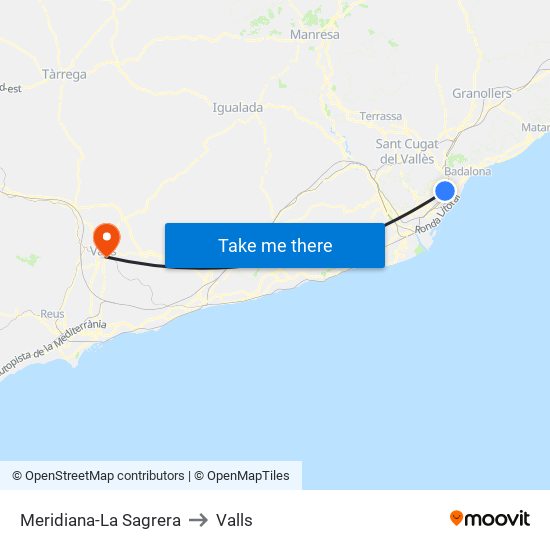 Meridiana-La Sagrera to Valls map