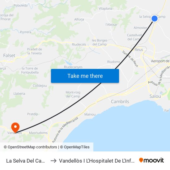 La Selva Del Camp to Vandellòs I L'Hospitalet De L'Infant map