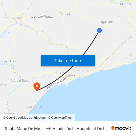 Santa Maria De Miralles to Vandellòs I L'Hospitalet De L'Infant map