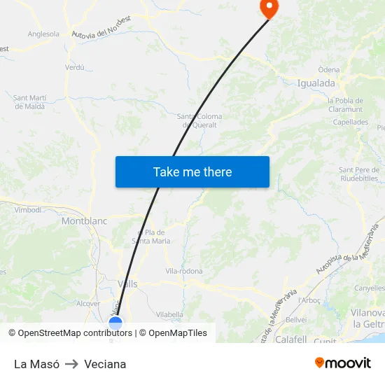 La Masó to Veciana map