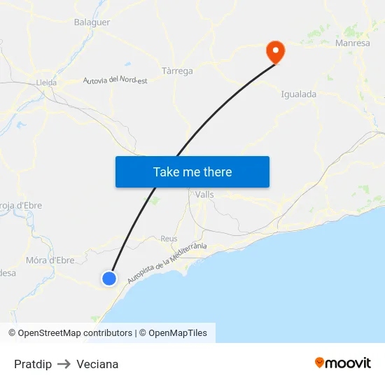 Pratdip to Veciana map