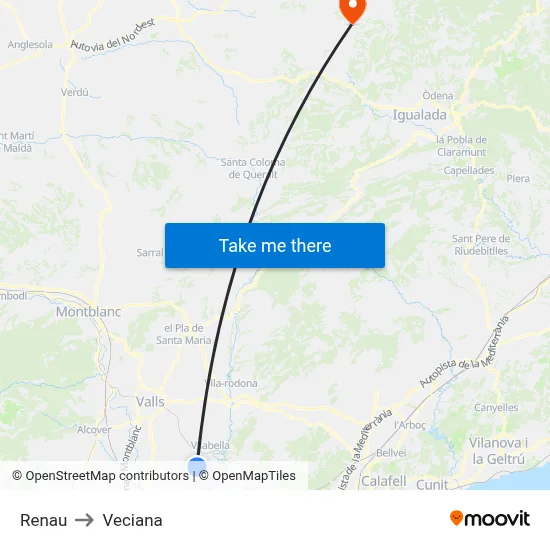 Renau to Veciana map