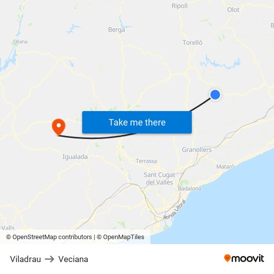 Viladrau to Veciana map