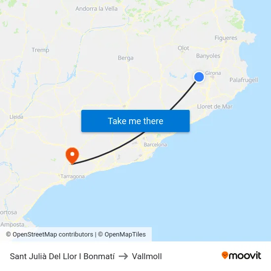 Sant Julià Del Llor I Bonmatí to Vallmoll map