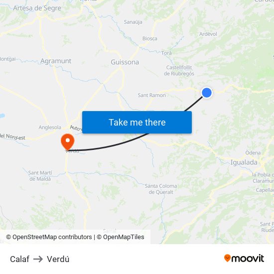 Calaf to Verdú map