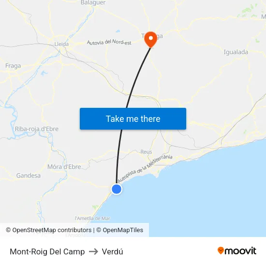 Mont-Roig Del Camp to Verdú map