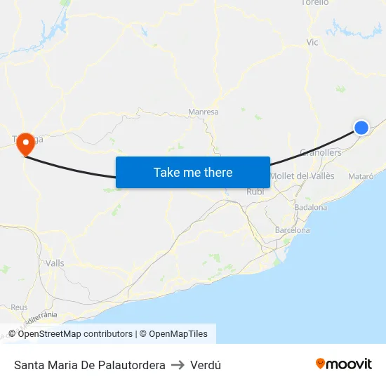 Santa Maria De Palautordera to Verdú map