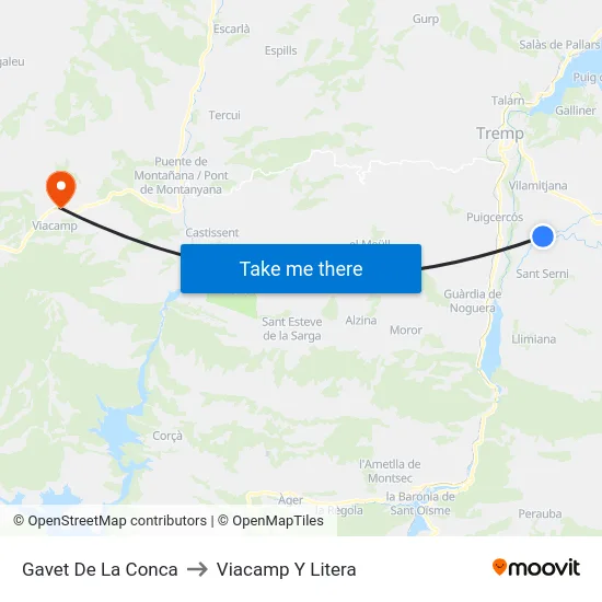 Gavet De La Conca to Viacamp Y Litera map
