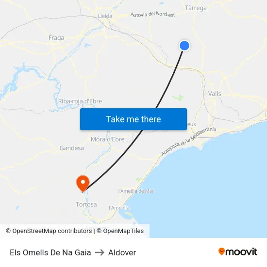 Els Omells De Na Gaia to Aldover map