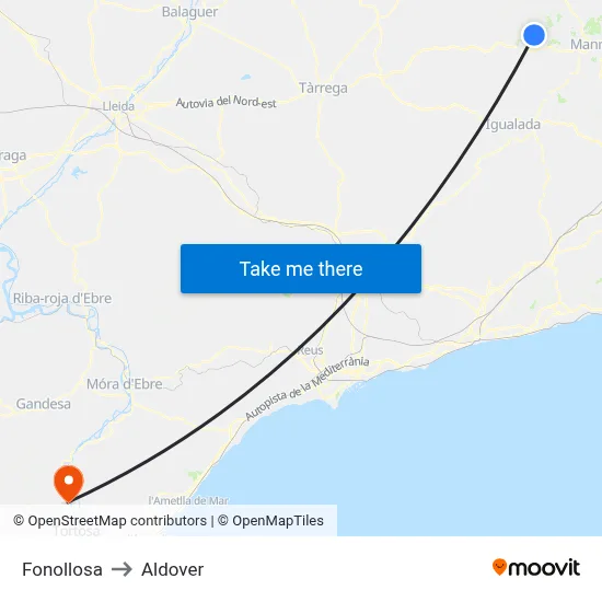 Fonollosa to Aldover map