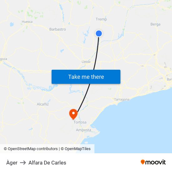 Àger to Alfara De Carles map