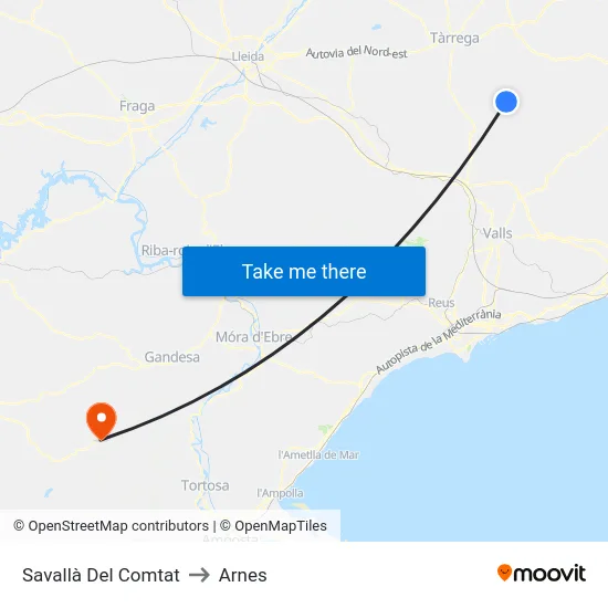 Savallà Del Comtat to Arnes map