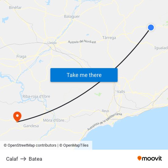 Calaf to Batea map