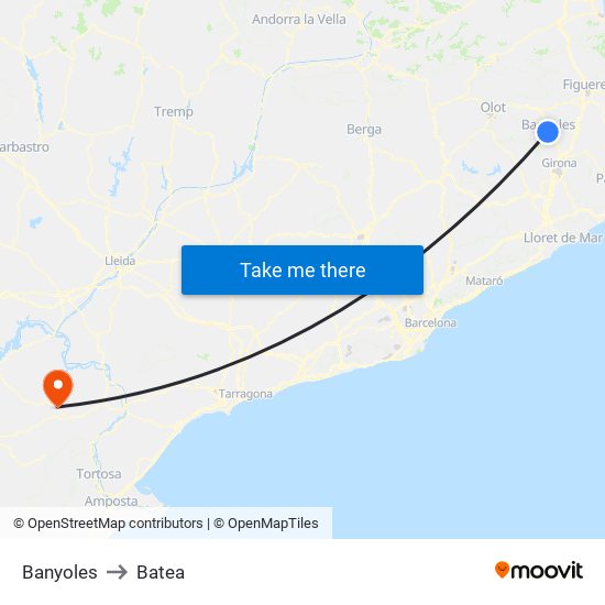 Banyoles to Batea map