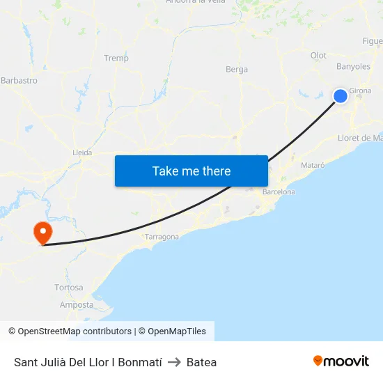 Sant Julià Del Llor I Bonmatí to Batea map