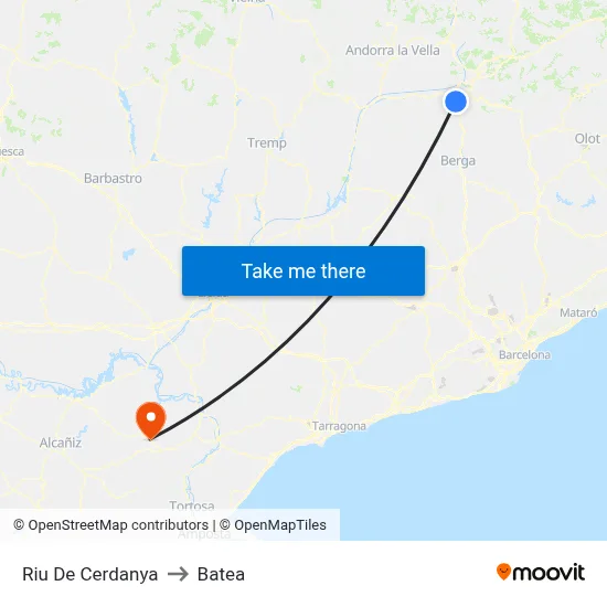 Riu De Cerdanya to Batea map
