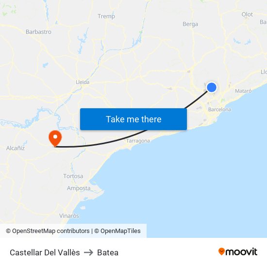Castellar Del Vallès to Batea map