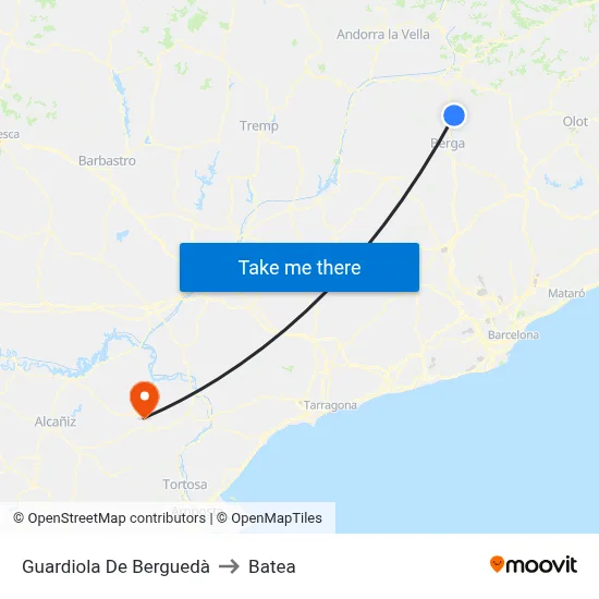 Guardiola De Berguedà to Batea map