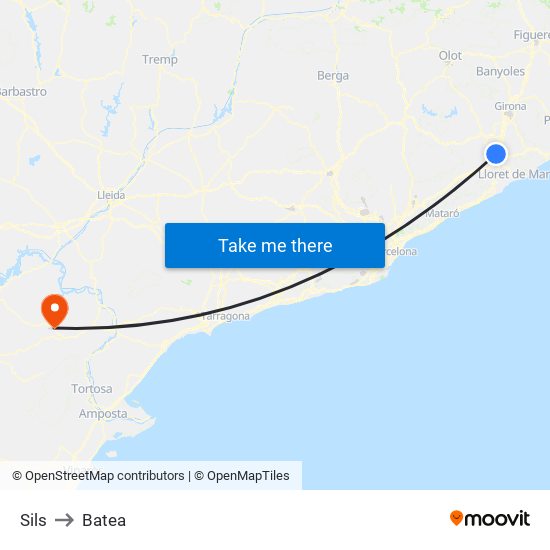 Sils to Batea map