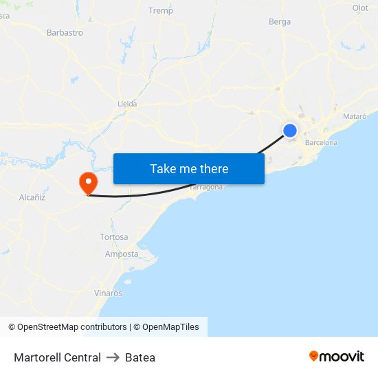 Martorell Central to Batea map