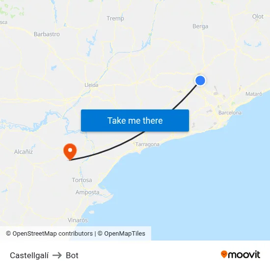 Castellgalí to Bot map