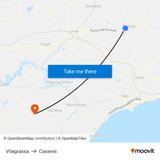 Vilagrassa to Caseres map