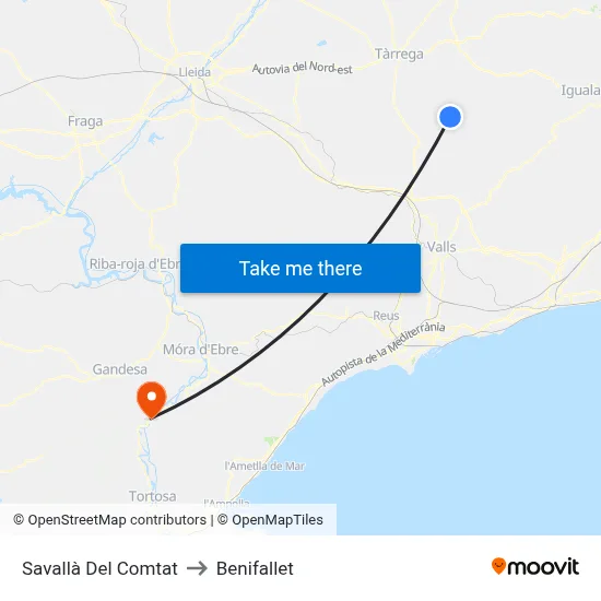 Savallà Del Comtat to Benifallet map